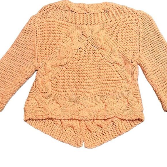 Free People Girls Cardigan Sweater Size‎ Medium Thick Knit Peach High Lo Hem - Picture 3 of 7
